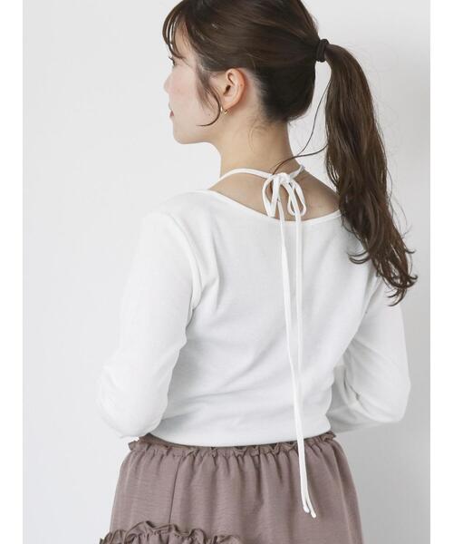 ehka sopo（エヘカソポ）の「バックリボンカットソー（Tシャツ/カットソー・レディース・ブラック/オフホワイト/ベージュ・F）」の21枚目の写真