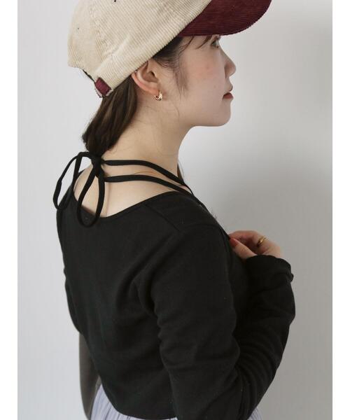 ehka sopo（エヘカソポ）の「バックリボンカットソー（Tシャツ/カットソー・レディース・ブラック/オフホワイト/ベージュ・F）」の5枚目の写真