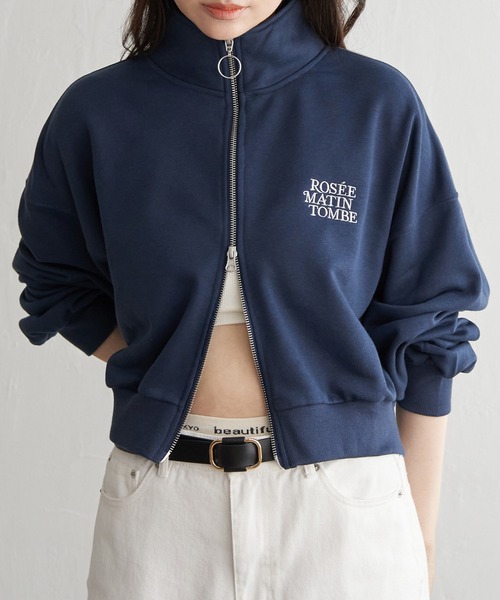 VENCEEXCHANGE（ヴァンスエクスチェンジ）の「裏毛ショートブルゾン（パーカー・レディース・グレー系その他/ブラック/ライトグレー/ネイビー・FREE）」の4枚目の写真