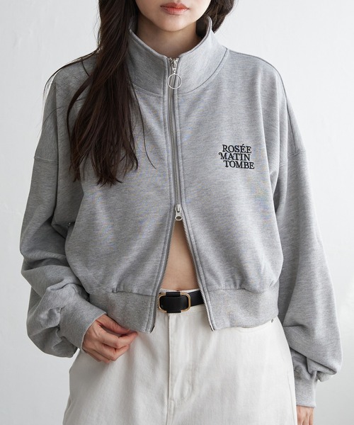 VENCEEXCHANGE（ヴァンスエクスチェンジ）の「裏毛ショートブルゾン（パーカー・レディース・グレー系その他/ブラック/ライトグレー/ネイビー・FREE）」の3枚目の写真