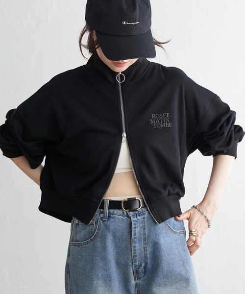 VENCEEXCHANGE（ヴァンスエクスチェンジ）の「裏毛ショートブルゾン（パーカー・レディース・グレー系その他/ブラック/ライトグレー/ネイビー・FREE）」の2枚目の写真