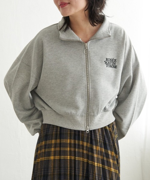 VENCEEXCHANGE（ヴァンスエクスチェンジ）の「裏毛ショートブルゾン（パーカー・レディース・グレー系その他/ブラック/ライトグレー/ネイビー・FREE）」の12枚目の写真