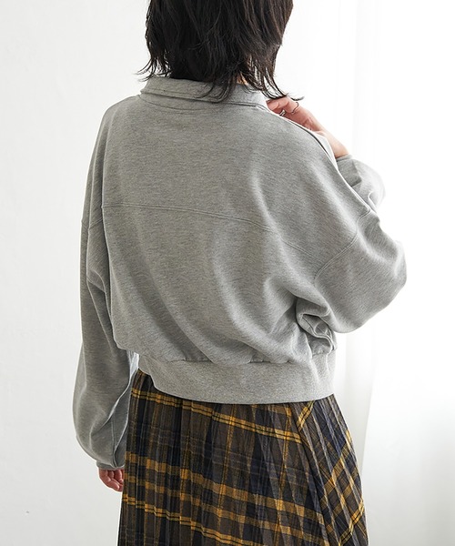 VENCEEXCHANGE（ヴァンスエクスチェンジ）の「裏毛ショートブルゾン（パーカー・レディース・グレー系その他/ブラック/ライトグレー/ネイビー・FREE）」の14枚目の写真