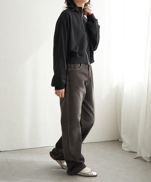 VENCEEXCHANGE（ヴァンスエクスチェンジ）の「裏毛ショートブルゾン（パーカー・レディース・グレー系その他/ブラック/ライトグレー/ネイビー・FREE）」の21枚目の写真