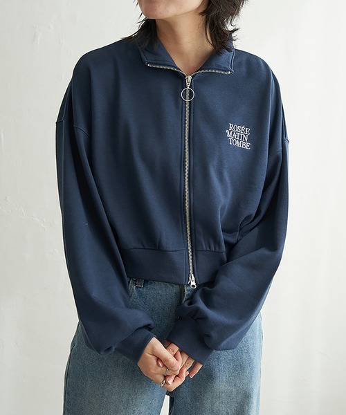 VENCEEXCHANGE（ヴァンスエクスチェンジ）の「裏毛ショートブルゾン（パーカー・レディース・グレー系その他/ブラック/ライトグレー/ネイビー・FREE）」の5枚目の写真