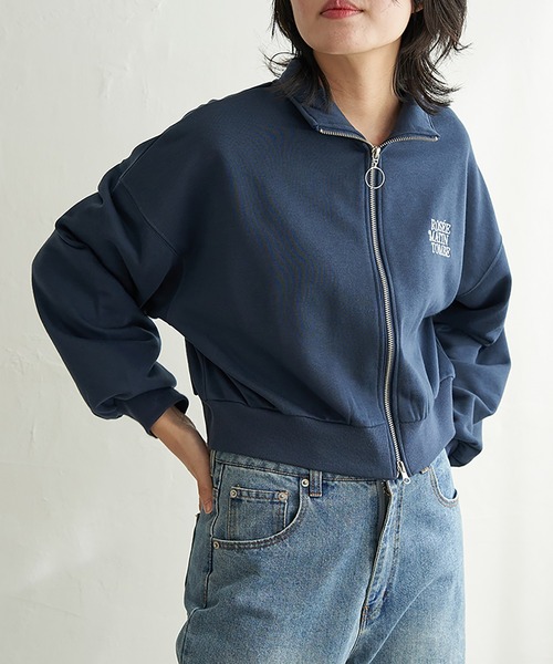 VENCEEXCHANGE（ヴァンスエクスチェンジ）の「裏毛ショートブルゾン（パーカー・レディース・グレー系その他/ブラック/ライトグレー/ネイビー・FREE）」の6枚目の写真