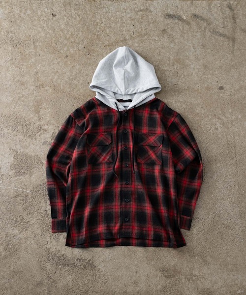 ADAMASTE（アダマスト）の「check shirt hoodie - チェックシャツフーディ（シャツ/ブラウス・メンズ・レッド/ブラック・MEDIUM/LARGE）」の18枚目の写真