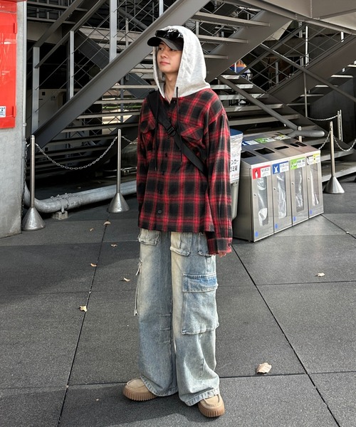 ADAMASTE（アダマスト）の「check shirt hoodie - チェックシャツフーディ（シャツ/ブラウス・メンズ・レッド/ブラック・MEDIUM/LARGE）」の17枚目の写真