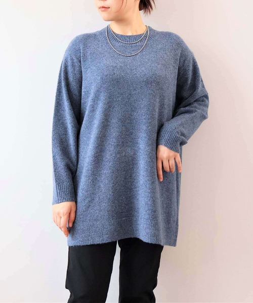 MB mint breeze（エムビーミントブリーズ）の「【LL～6L 大きいサイズ】【WEB/一部店舗限定】モックネックニットチュニック（ニット/セーター・レディース・ネイビー/ベージュ/ライトグレー/レッド/チャコールグレー/ブルー・LL/3L/4L/5L/6L）」の6枚目の写真