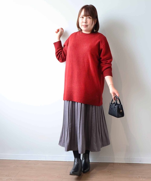 MB mint breeze（エムビーミントブリーズ）の「【LL～6L 大きいサイズ】【WEB/一部店舗限定】モックネックニットチュニック（ニット/セーター・レディース・ネイビー/ベージュ/ライトグレー/レッド/チャコールグレー/ブルー・LL/3L/4L/5L/6L）」の14枚目の写真