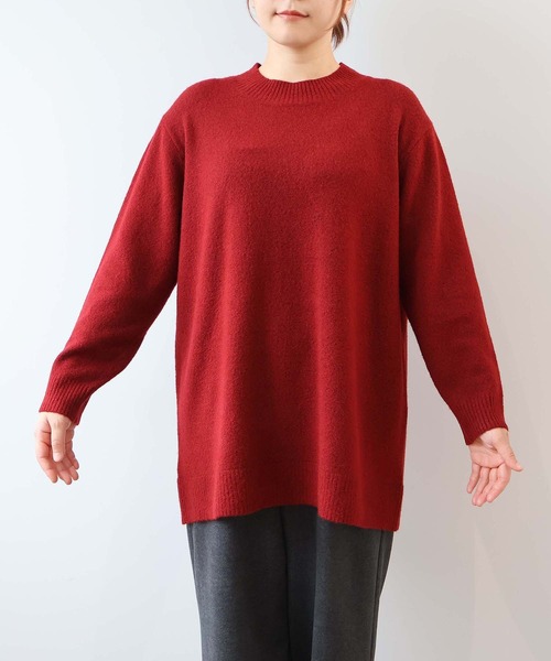 MB mint breeze（エムビーミントブリーズ）の「【LL～6L 大きいサイズ】【WEB/一部店舗限定】モックネックニットチュニック（ニット/セーター・レディース・ネイビー/ベージュ/ライトグレー/レッド/チャコールグレー/ブルー・LL/3L/4L/5L/6L）」の20枚目の写真