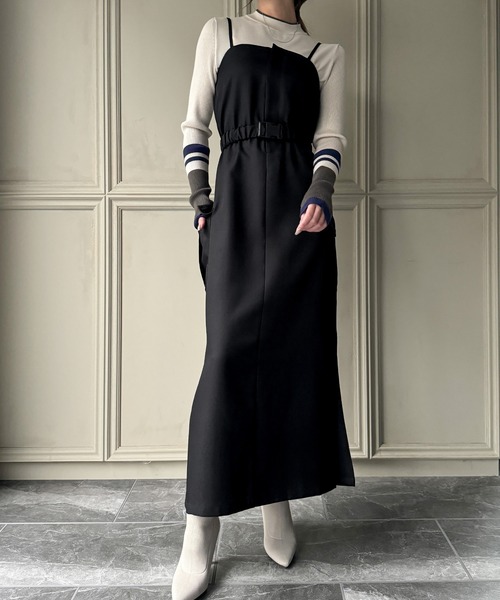deuxieme ベルト付き　2way ワンピース　ブラック deuxieme ベルト付き 2way ワンピース ブラック deuxieme ベルト付き