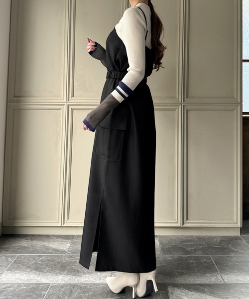 deuxieme ベルト付き　2way ワンピース　ブラック すっきり見えるエレガントな2WAYワンピース | フォーマルメッセージ