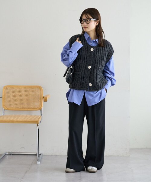 セール】【新色追加!/WEB限定】ポケット付ビッグボタンベスト（ベスト