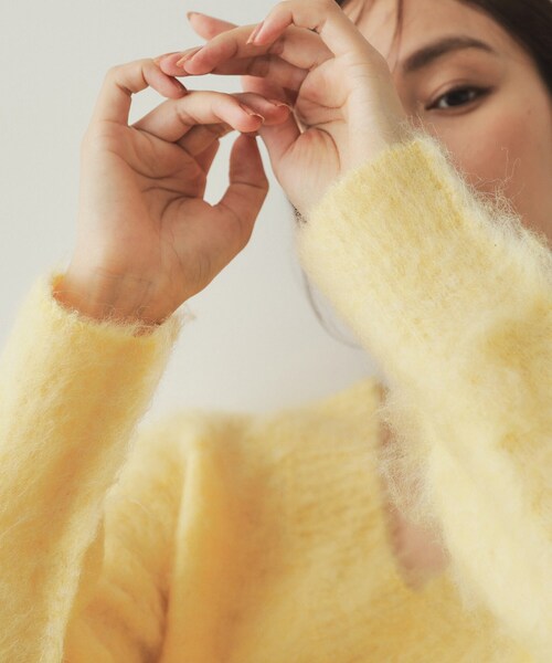 セール】アルパカ混Vネックニット【洗える】（ニット/セーター