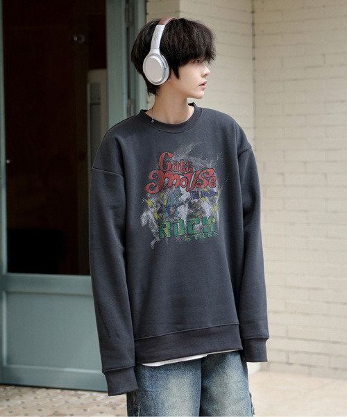 Tom&Jerry(トムアンドジェリー)の「【neos】TOM&JERRY トムとジェリー ルーズシルエット 裏起毛 ビンテージ ピグメントライク ロック スウェット トレーナー(スウェット・メンズ・ブラック系2/ブラック系1/ブラック系3・MEDIUM/LARGE/X-LARGE)」の14枚目の写真