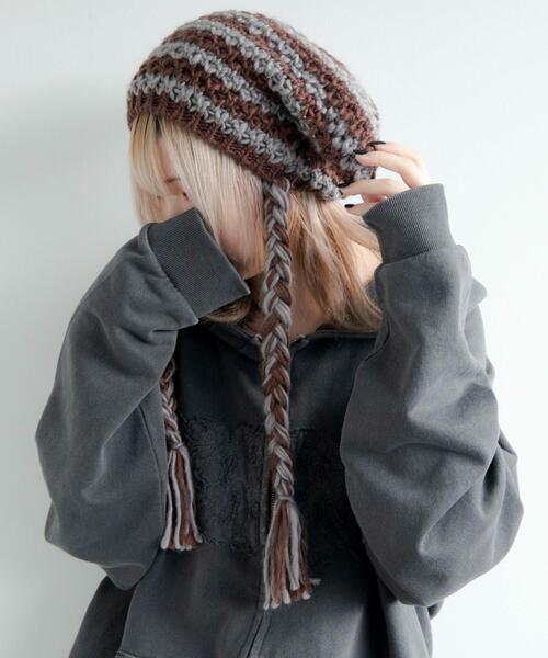 WEGO（ウィゴー）の「WEGO/ローゲージボーダーネコミミニットキャップ（ニットキャップ/ビーニー・レディース・グレー系その他5/ブラウン系その他5/ホワイト系その他5/レッド系その他5・FREE）」の11枚目の写真