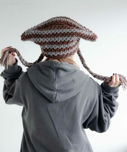 WEGO（ウィゴー）の「WEGO/ローゲージボーダーネコミミニットキャップ（ニットキャップ/ビーニー・レディース・グレー系その他5/ブラウン系その他5/ホワイト系その他5/レッド系その他5・FREE）」の12枚目の写真