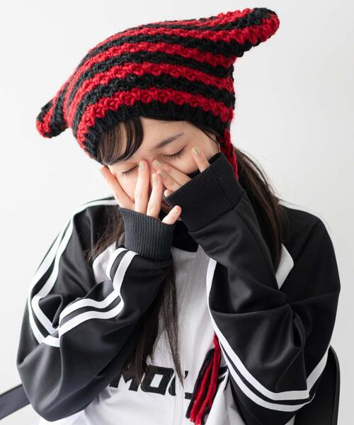 WEGO（ウィゴー）の「WEGO/ローゲージボーダーネコミミニットキャップ（ニットキャップ/ビーニー・レディース・グレー系その他5/ブラウン系その他5/ホワイト系その他5/レッド系その他5・FREE）」の15枚目の写真