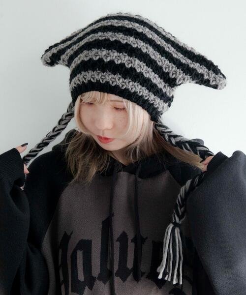 WEGO（ウィゴー）の「WEGO/ローゲージボーダーネコミミニットキャップ（ニットキャップ/ビーニー・レディース・グレー系その他5/ブラウン系その他5/ホワイト系その他5/レッド系その他5・FREE）」の7枚目の写真