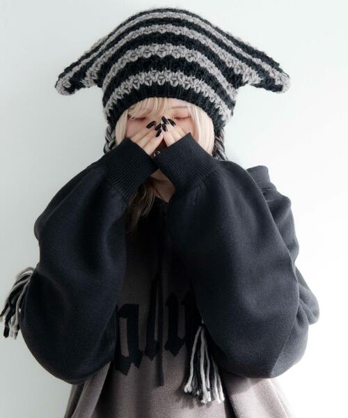 WEGO（ウィゴー）の「WEGO/ローゲージボーダーネコミミニットキャップ（ニットキャップ/ビーニー・レディース・グレー系その他5/ブラウン系その他5/ホワイト系その他5/レッド系その他5・FREE）」の8枚目の写真