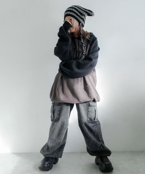 WEGO（ウィゴー）の「WEGO/ローゲージボーダーネコミミニットキャップ（ニットキャップ/ビーニー・レディース・グレー系その他5/ブラウン系その他5/ホワイト系その他5/レッド系その他5・FREE）」の9枚目の写真