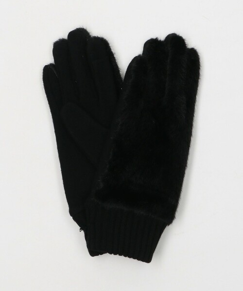 BEAUTY&YOUTH UNITED ARROWS（ビューティーアンドユースユナイテッドアローズ）の「フェイクファー ジャージー グローブ（手袋・レディース・ライトグレー/ブラック・FREE）」の12枚目の写真