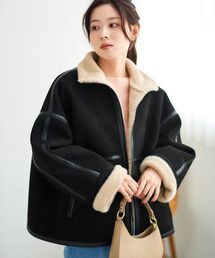 le.coeur blanc | 裏起毛合皮ショートブルゾン(ブルゾン)