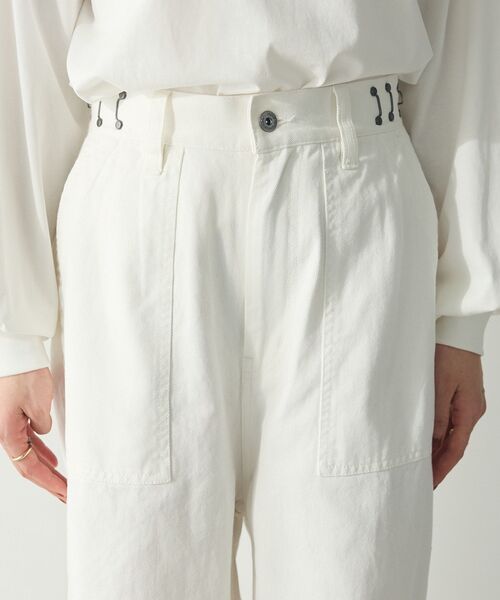 60s white cotton ホワイト ベイカーパンツ W33〜34 片ポケ 1960s?コック用?片ポケ白ベイカーパンツ - 古着屋HamburgCafe