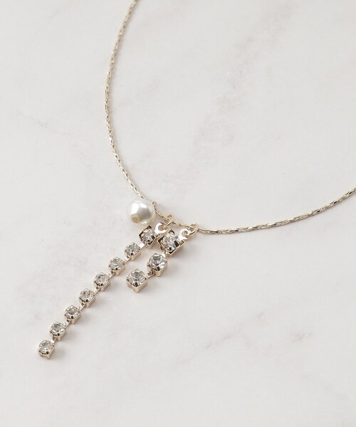 SHOO・LA・RUE（シューラルー）の「◆【2WAY】ダブルビジューネックレス（ネックレス・レディース・シルバー/ゴールド/ピンクゴールド・00）」の2枚目の写真