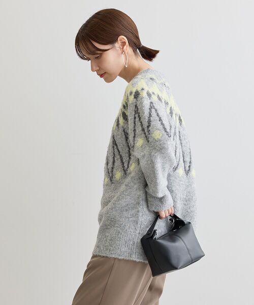 Green Parks(グリーンパークス)の「求心柄ニットプルオーバー(ニット/セーター・レディース・グレー/オフホワイト・FREE)」の16枚目の写真