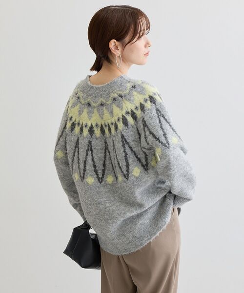 Green Parks(グリーンパークス)の「求心柄ニットプルオーバー(ニット/セーター・レディース・グレー/オフホワイト・FREE)」の17枚目の写真