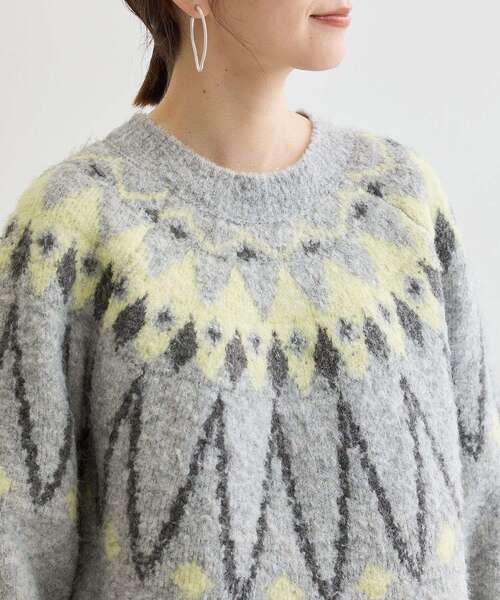 Green Parks(グリーンパークス)の「求心柄ニットプルオーバー(ニット/セーター・レディース・グレー/オフホワイト・FREE)」の18枚目の写真