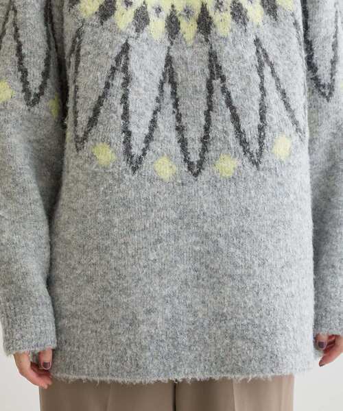 Green Parks(グリーンパークス)の「求心柄ニットプルオーバー(ニット/セーター・レディース・グレー/オフホワイト・FREE)」の21枚目の写真