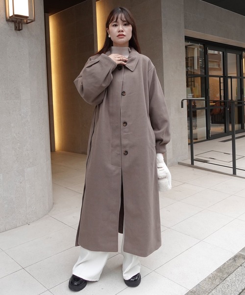 CORNERS(コーナーズ)の「ベルト付きボリューム袖ステンカラーコート(ステンカラーコート・レディース・グリーン/アイボリー/モカ/グレイッシュベージュ・M/L)」の5枚目の写真