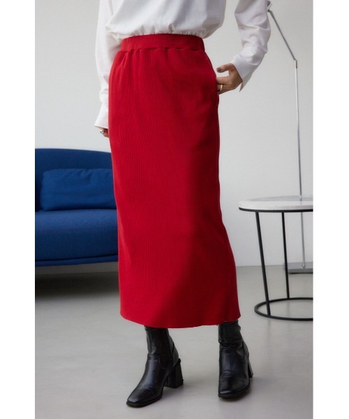 AZUL by moussy(アズールバイマウジー)の「リブタイトスカート(スカート・レディース・シルバー系その他/レッド/ブラック/ブラック系その他/グレー・FREE)」の4枚目の写真