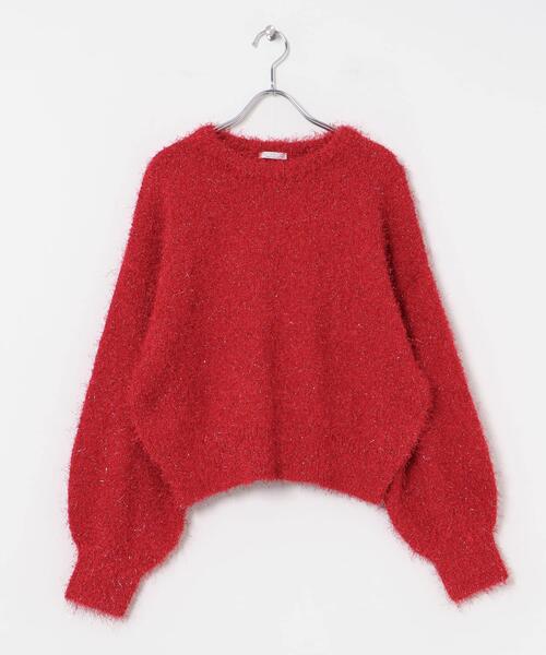 ITEMS URBANRESEARCH(アイテムズ アーバンリサーチ)の「フェザークロップドニット(ニット/セーター・レディース・ライトグレー/レッド・FREE)」の10枚目の写真