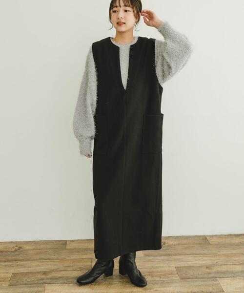 ITEMS URBANRESEARCH(アイテムズ アーバンリサーチ)の「フェザークロップドニット(ニット/セーター・レディース・ライトグレー/レッド・FREE)」の15枚目の写真