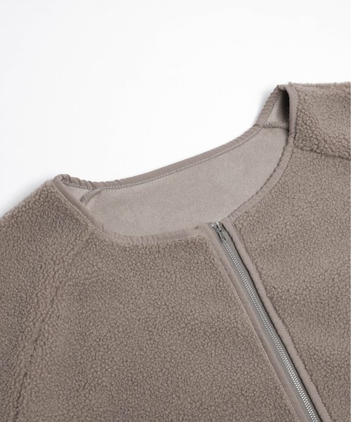 SUGAR BISKET（シュガービスケット）の「ボア切替ノーカラーコート（ノーカラーコート・レディース・ブラック/ブラウン/ベージュ・フリー）」の4枚目の写真