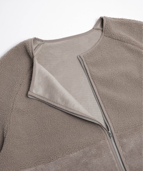 SUGAR BISKET（シュガービスケット）の「ボア切替ノーカラーコート（ノーカラーコート・レディース・ブラック/ブラウン/ベージュ・フリー）」の5枚目の写真