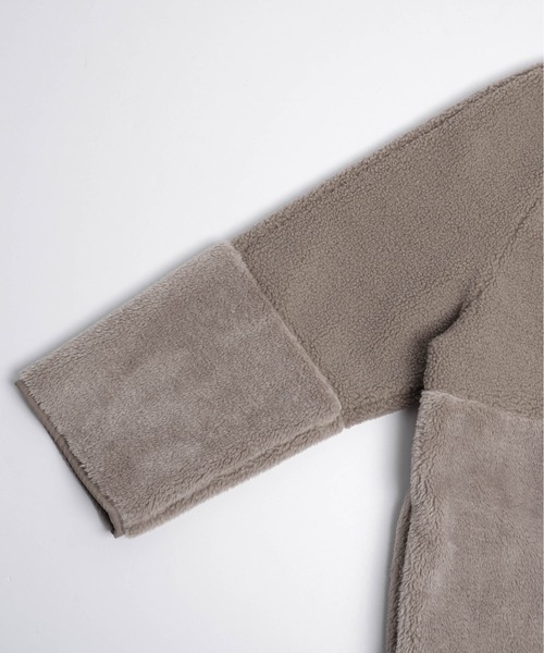 SUGAR BISKET（シュガービスケット）の「ボア切替ノーカラーコート（ノーカラーコート・レディース・ブラック/ブラウン/ベージュ・フリー）」の7枚目の写真