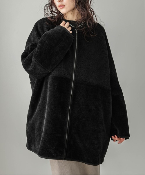 セール】ボア切替ノーカラーコート（ノーカラーコート）｜SUGAR BISKET