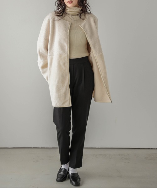 セール】ボア切替ノーカラーコート（ノーカラーコート）｜SUGAR BISKET