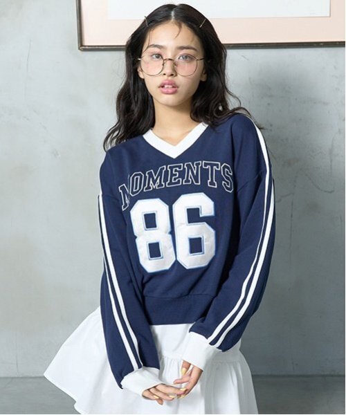 LOVETOXIC（ラブトキシック）の「【LTXC】ナンバープルオーバー（スウェット・キッズ・イエロー/ネイビー/オフホワイト・M:150cm/S:140cm/L:160cm）」の6枚目の写真