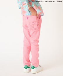 【シナモロール】ストレッチカットツイルアップリケ付きスリムパンツ