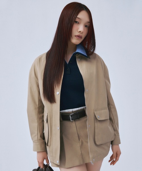 EIMY ISTOIRE(エイミーイストワール)の「Switchingカラーフラップポケットブルゾン(ブルゾン・レディース・グレー/ベージュ・F)」の3枚目の写真