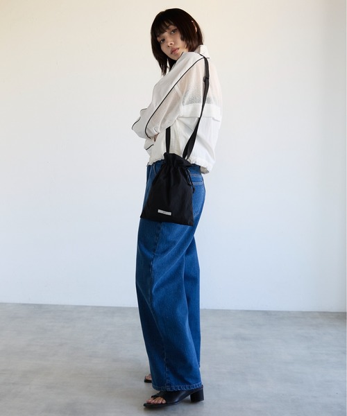 SOTT（ソット）の「Mixed-Material Track Jacket　異素材メッシュ切替トラックジャケット（ブルゾン・レディース・オフホワイト/ブラック・FREE）」の15枚目の写真