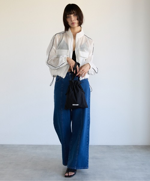 SOTT（ソット）の「Mixed-Material Track Jacket　異素材メッシュ切替トラックジャケット（ブルゾン・レディース・オフホワイト/ブラック・FREE）」の17枚目の写真