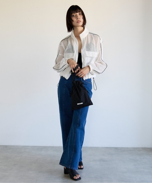 SOTT（ソット）の「Mixed-Material Track Jacket　異素材メッシュ切替トラックジャケット（ブルゾン・レディース・オフホワイト/ブラック・FREE）」の19枚目の写真