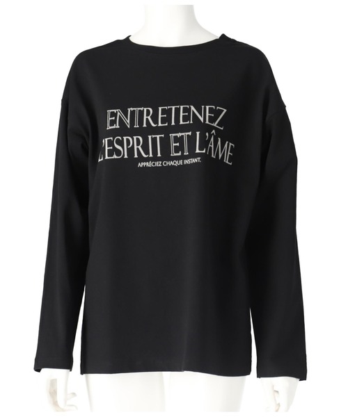 Settimissimo(セッティミッシモ)の「USAコットン フロッキープリント ロングTシャツ(Tシャツ/カットソー・レディース・オフホワイト/ブラック・FREE)」の14枚目の写真